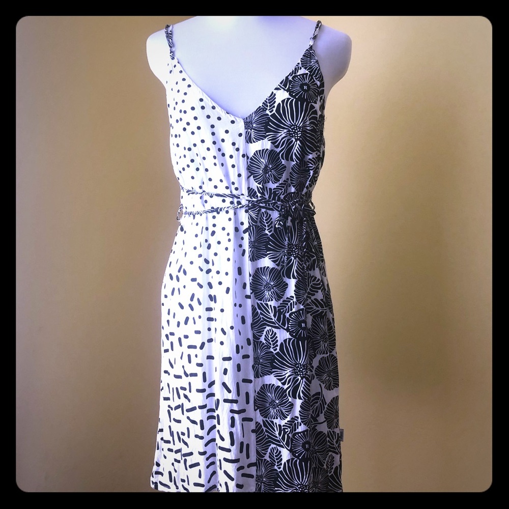 Black and White Midi Dress